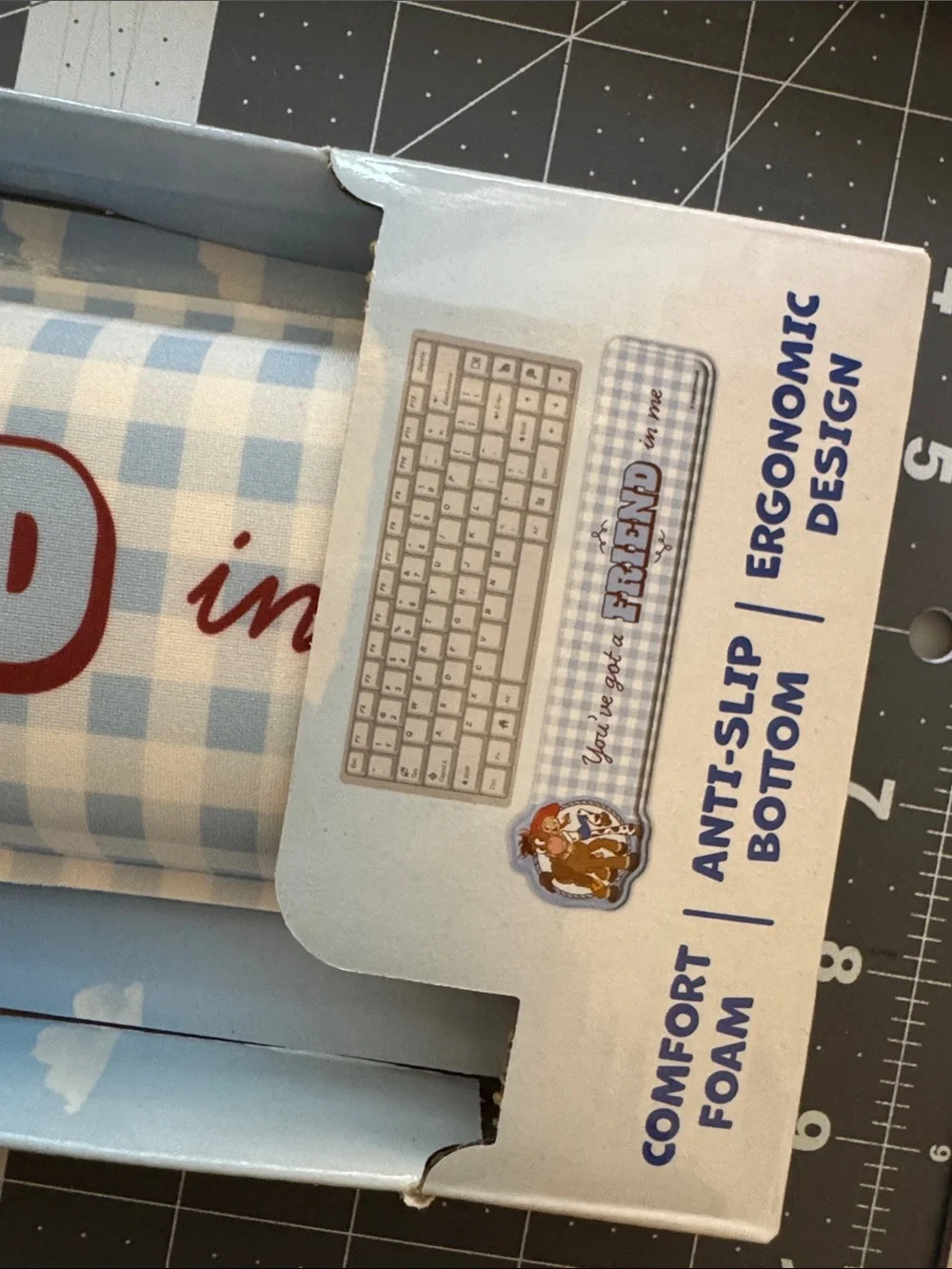 Disney Toy Story Blue and White Checkered Keyboard Wrist Rest
